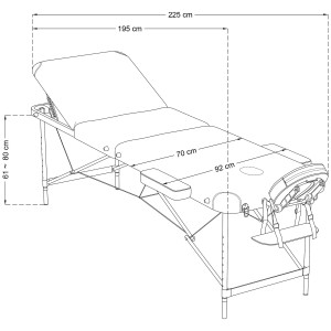 Massagetafel 3 sectie Aluminium Lichtgewicht