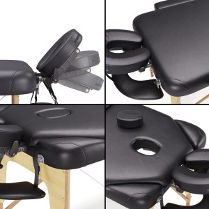 Massagetafel 3 zones nieuw model zwart + rolhouder