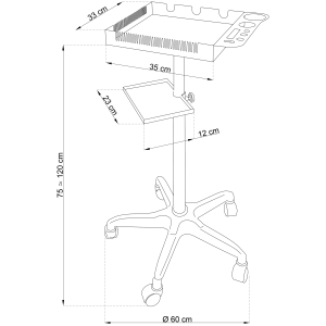 Carrello professionale in ferro con 5 rotelle