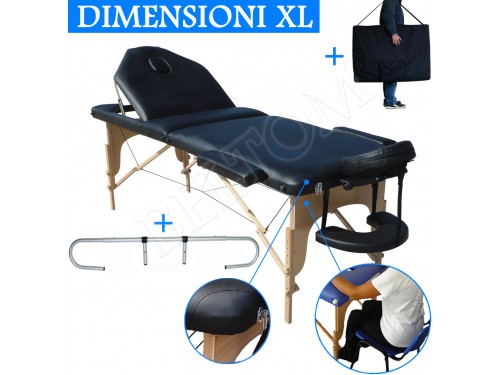 Massagetafel 3 zones nieuw model zwart + rolhouder