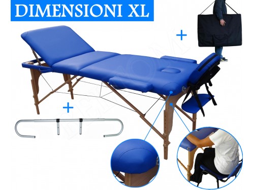 Lettino massaggio 3 zone Blu + Portarotolo