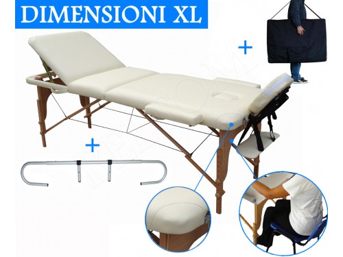 Massage Table 3 section Cream + Paper Roll holder