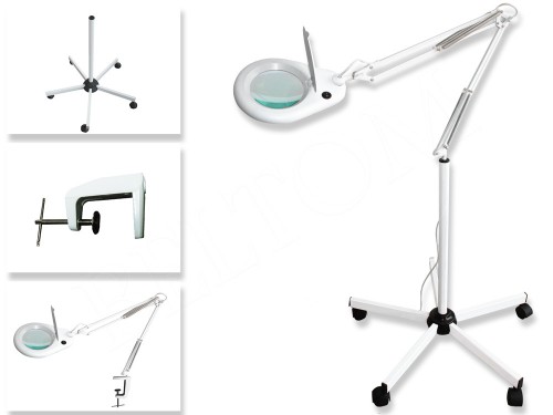 Floor LED Magnifying Lamp 5 Diopter + Clamp